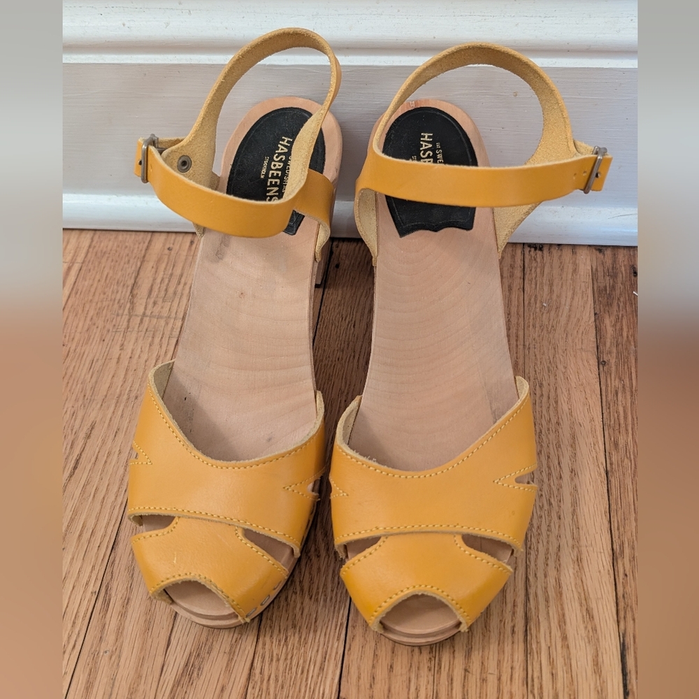 Swedish Hasbeens Mustard Yellow Sandals